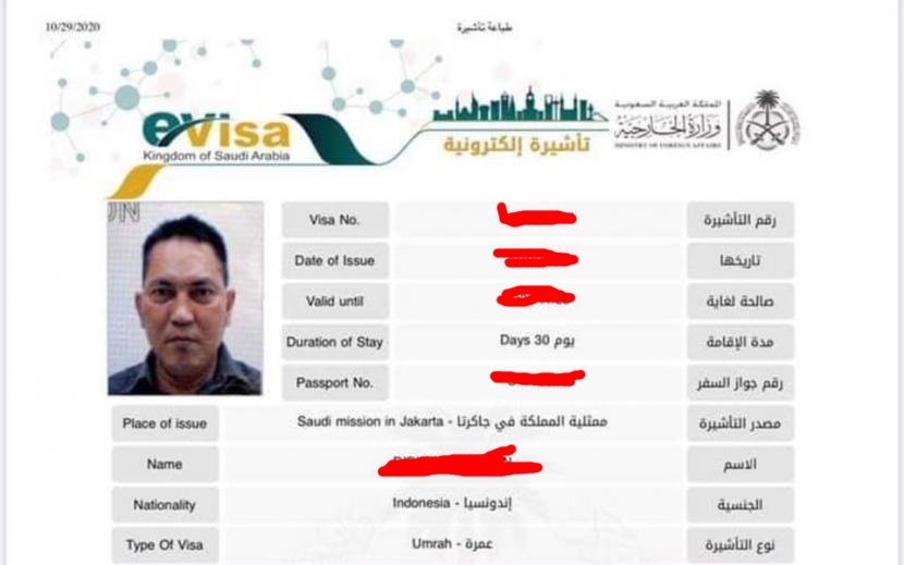 Contoh VISA Umroh